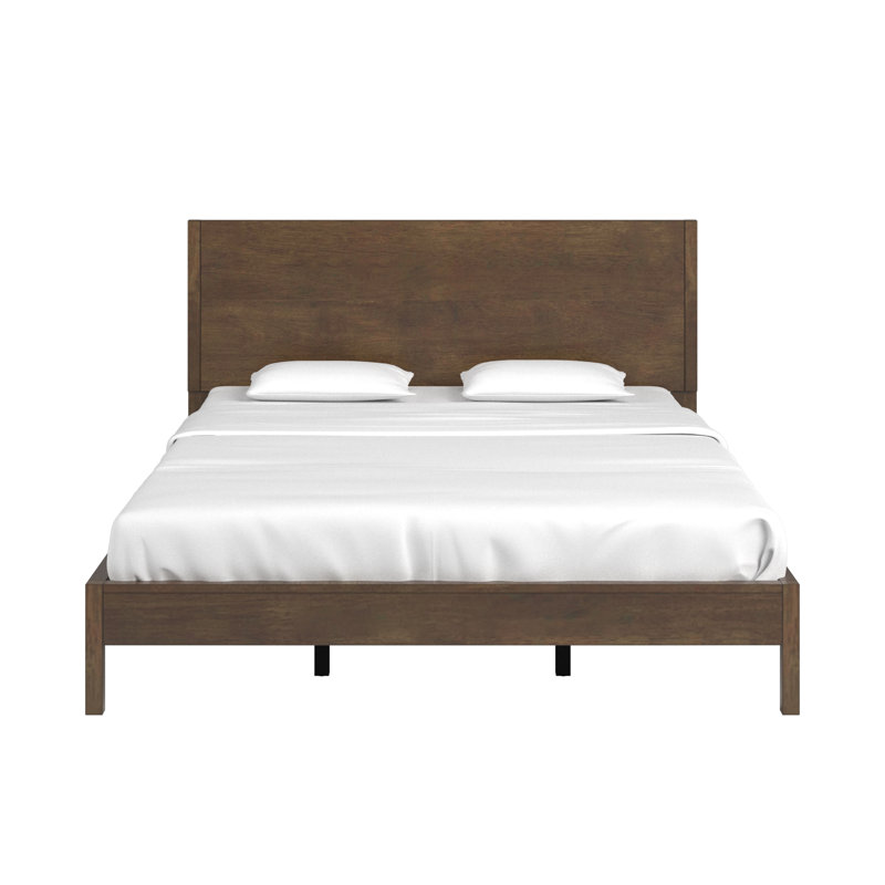 Ismail Danish-Inspired Modern Platform Bed, Queen, Walnut