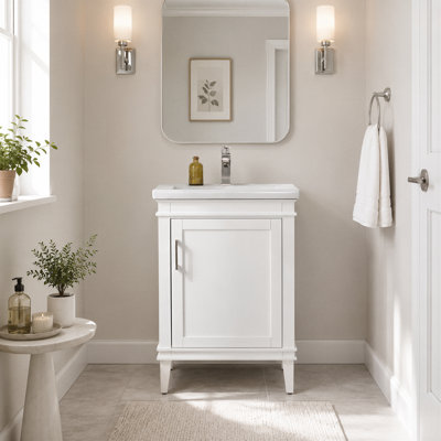 Ensemble de meuble-lavabo simple autoportant 24 po avec plateau en céramique Arzola