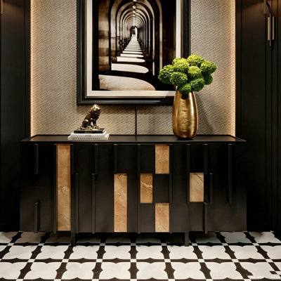 Nordic black vertical strip sideboard