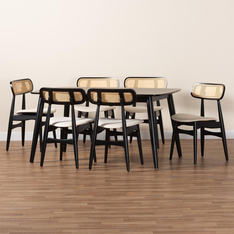 Ensemble repas pour 6 personnes Bianey, Noir, Crème