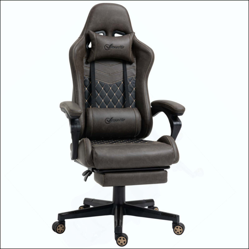 Fauteuil de jeu en cuir polyuréthane de bureau de course avec dossier inclinable, dossier lombaire et siège réglable
