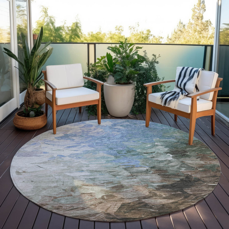 Tapis intérieur / extérieur bleu Braearis, 8 pi x 8 pi