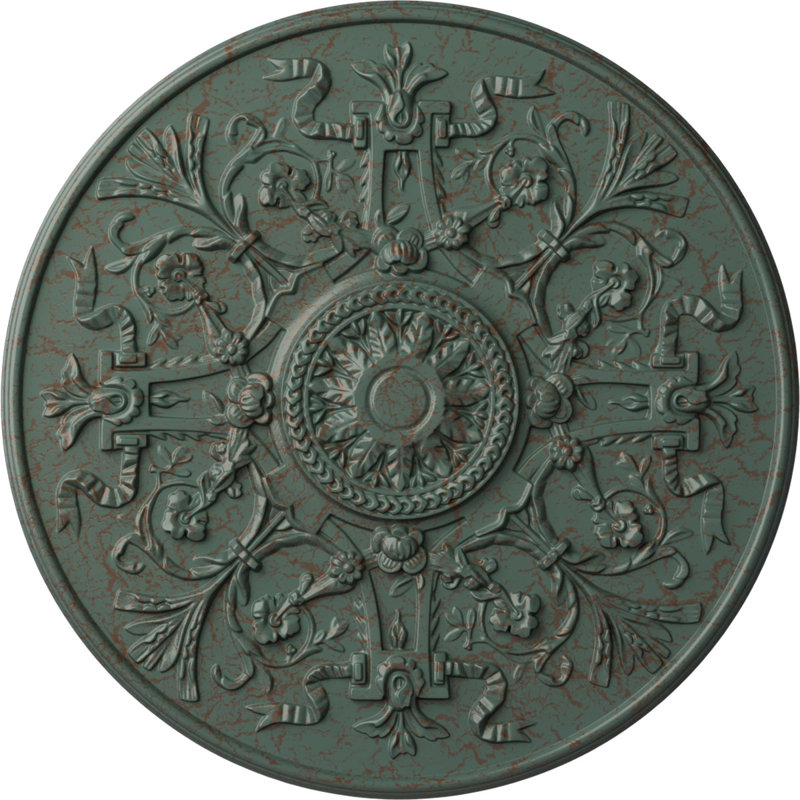 33 po x P 3/4 po P médaillon de plafond Versailles (convient aux auvents jusqu'à 3 1/4 po), Craquelure tourbillon de nuage