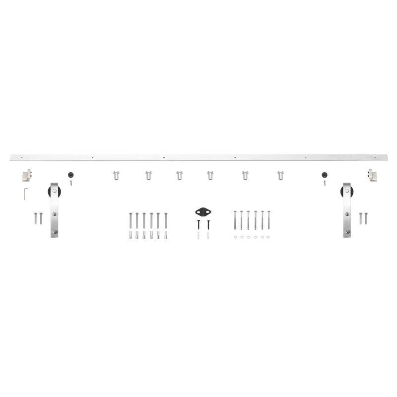 Ensemble de quincaillerie de porte de grange simple standard standard, 96 po, Nickel satiné