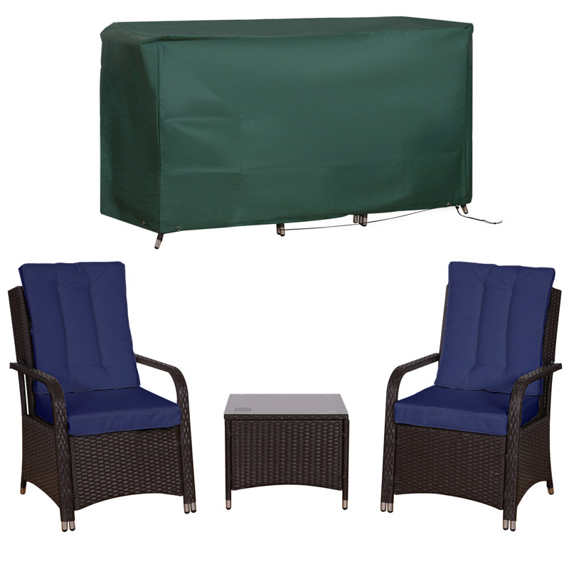 Amyrie 2 - Person Patio Dining Set with Rectangular Table , Cushions Included