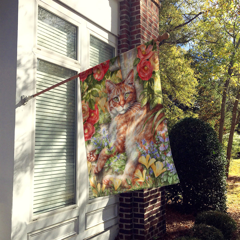 Drapeau de jardin Tabby In The Roses par Debbie Cook, H 28 po x l 40 po