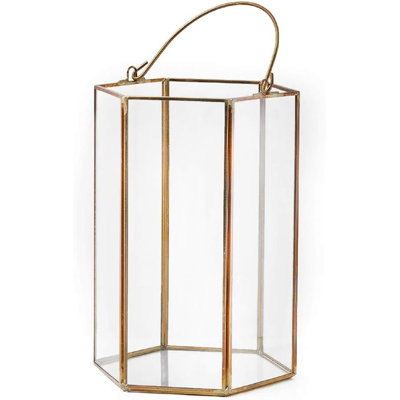 8'' H Metal, Glass Tabletop Lantern