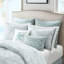 Édredon double en blanc - jupe de lit rembourrée 100% coton avec broderie sur le thème de la plage et 2 taies décoratives