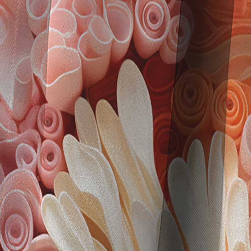 Rideau occultant en velours rose et blanc Coastal Coral Collage IV - Coastal Coral, L 52 po x L 108 po