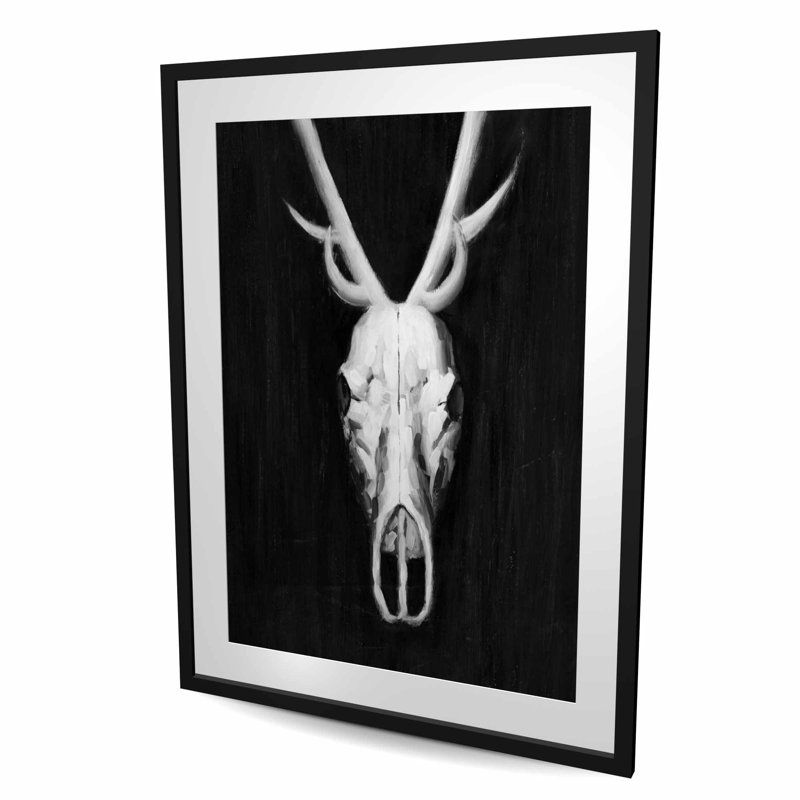 Impression de crâne de cerf - Art mural monochrome pour la décoration intérieure