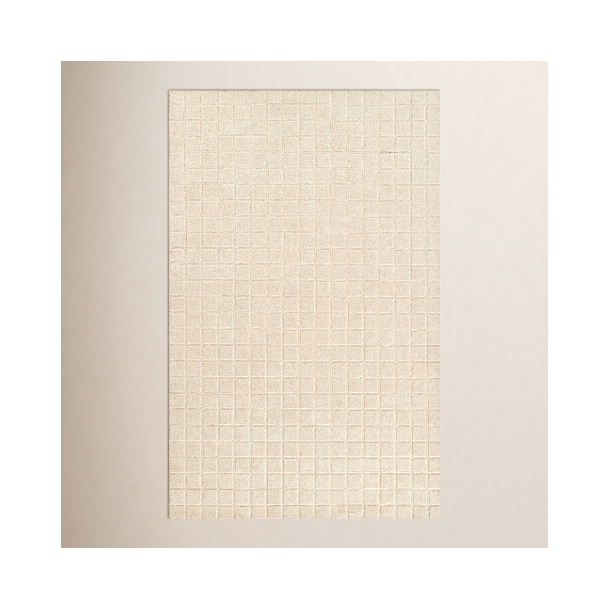  Contour Hand Woven Wool Geometric Ivory Area Rug, Rectangle 6' x 9'