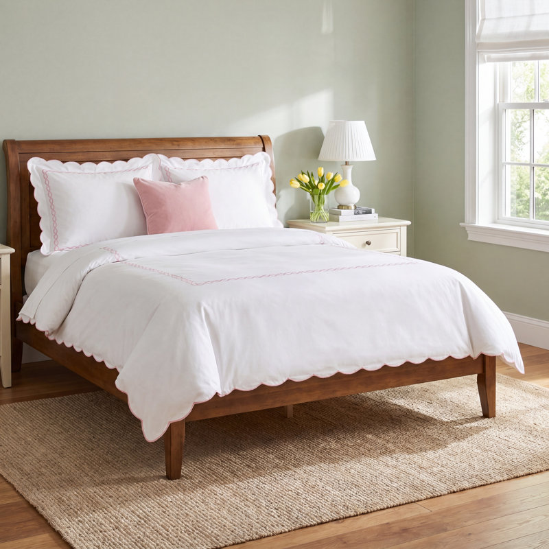 Bara Modern & Contemporary Duvet Cover, King Duvet Cover + 2 King Shams, Rose/White