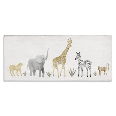 «Adorable Jungle Animals Wildlife Illustration Elephant Giraffe», art mural sur toile tendue XXL par Daphne Polselli