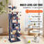 Arbre à chat pour chats d'intérieur, tour à chat de 160 cm avec 2 niches, griffoir en sisal, hamac, perchoir supérieur, plateformes de saut, grand centre d'activités avec balle suspendue, gris foncé-101925073