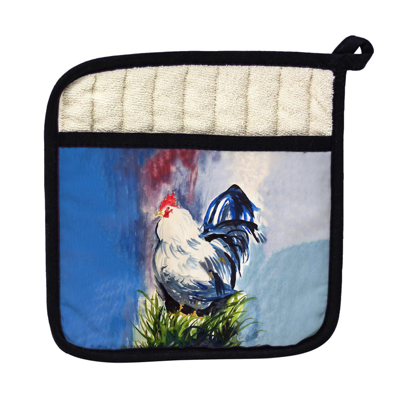 Support à coq bleu et blanc