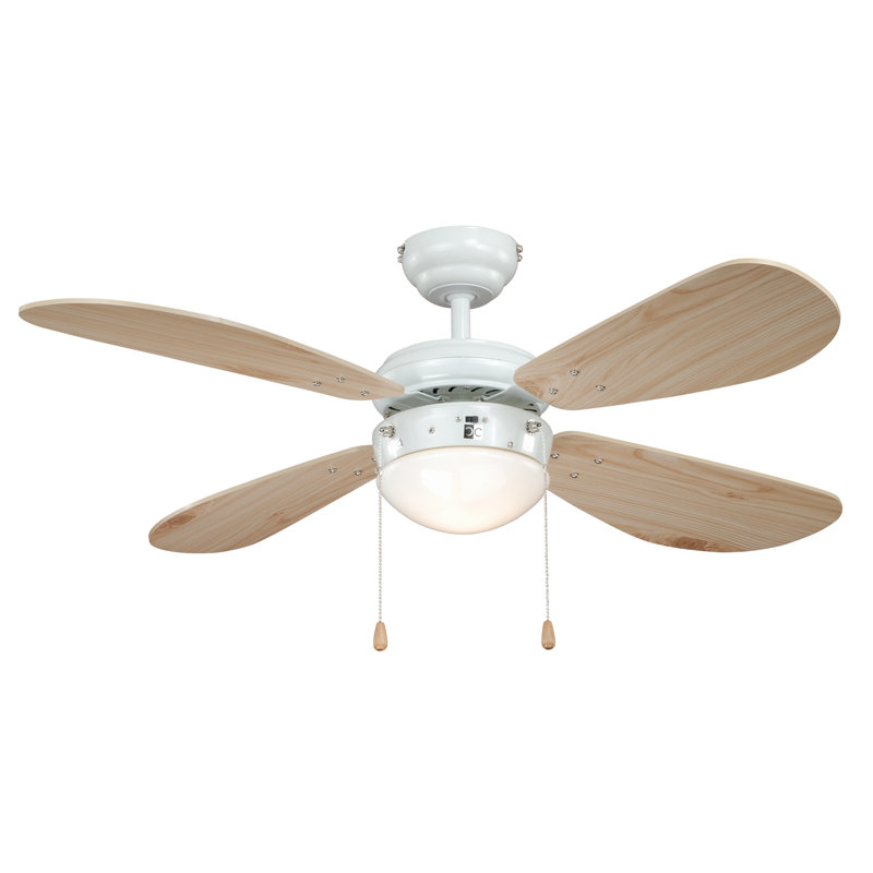 Nayeli 107cm Ceiling Fan with Light Kit, Pine, White