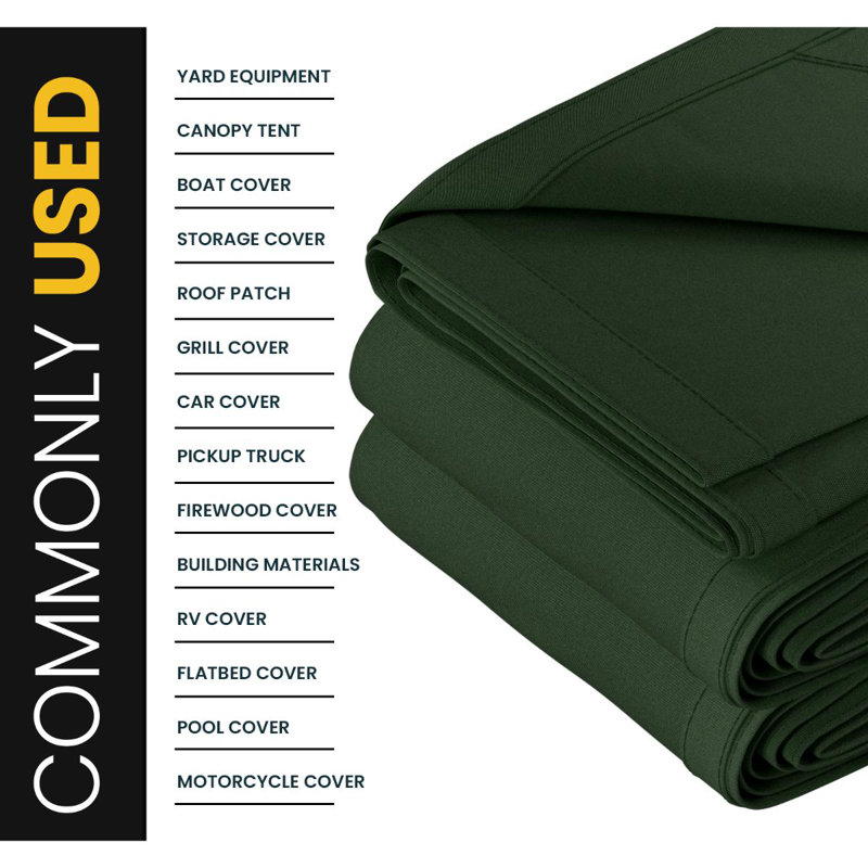 PROTARP Heavy Duty 14 OZ Water Resistant Canvas Tarp, UV Resistant Tarpaulin Cover with Rustproof Brass Grommets, Multipurpose for Canopy, Roof, Camping, Woodpile . (Olive )