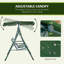 Balancelle de patio 3 places avec auvent réglable vert et blanc-97824727-97824728