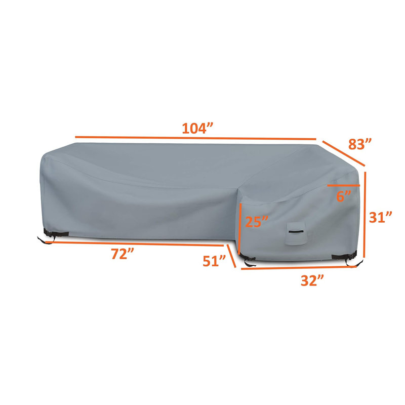 Kimberlin Heavy Duty Multipurpose Waterproof Patio Sectional Sofa Cover, Outdoor Couch Lounge Furniture Cover, Gray