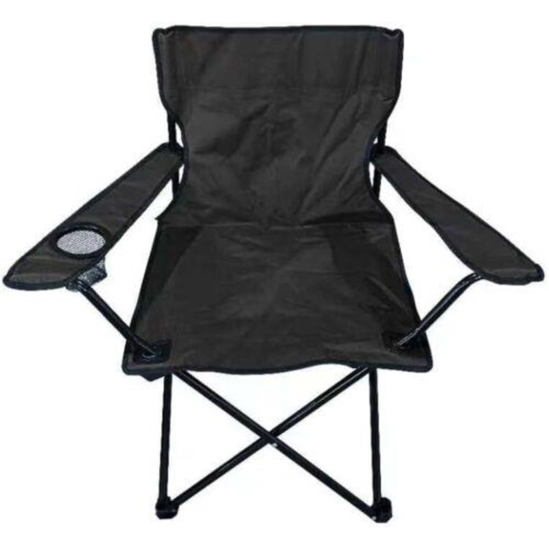 Avalo Camping Folding Chair Patio Outdoor Garden Chair Fishing Lounger Seat With Cup Holder (Black)