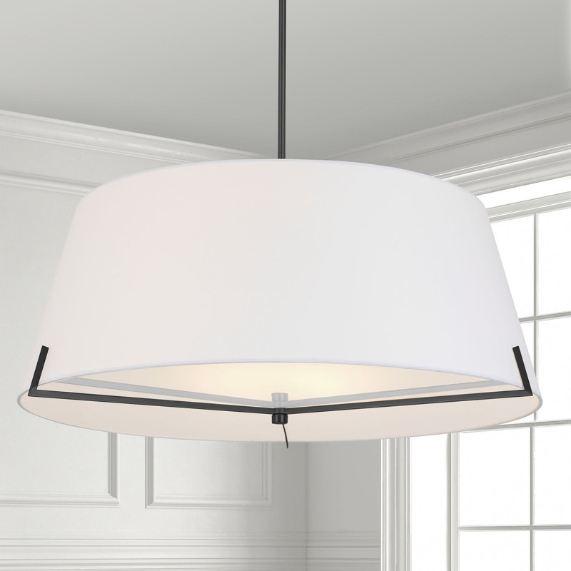 Luminaire suspendu 4 lumières Krisna, Blanc, Noir mat, H 12,5 po x l 33 po x P 33 po