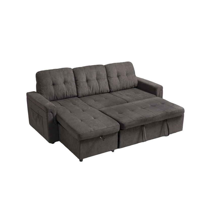 Mara Upholstered Sectional Sofa with Pull-Out Bed & Storage Chaise