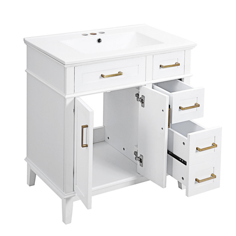 Bathroom Vanity With Ceramic Sink, White