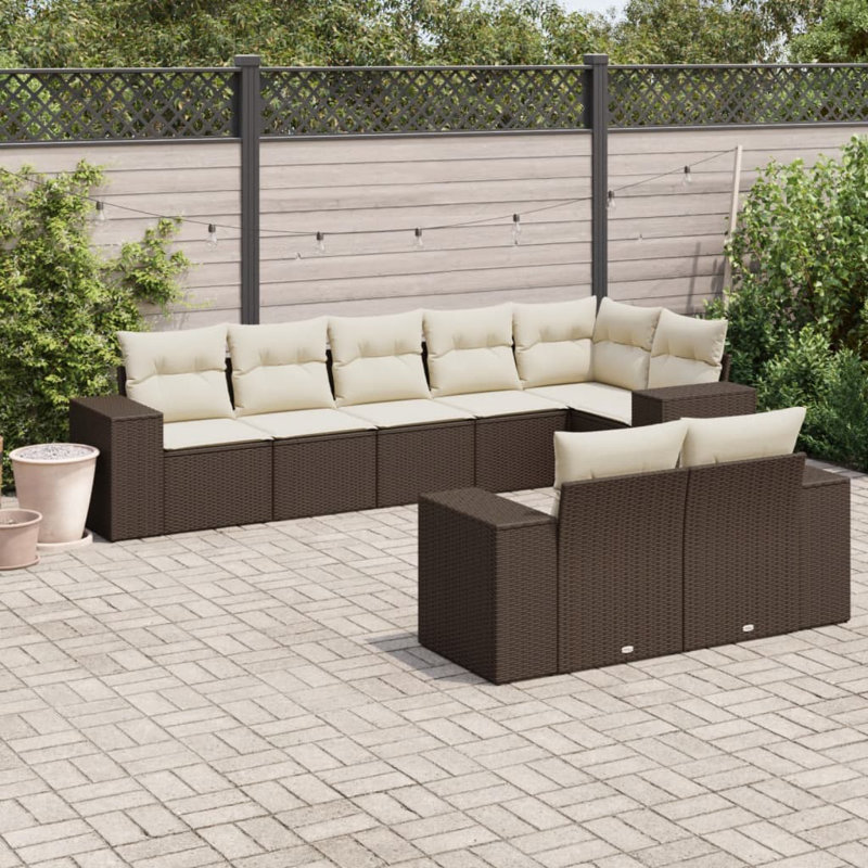  Garden Sofa Set Brown, Cream White, Cream White, Brown
