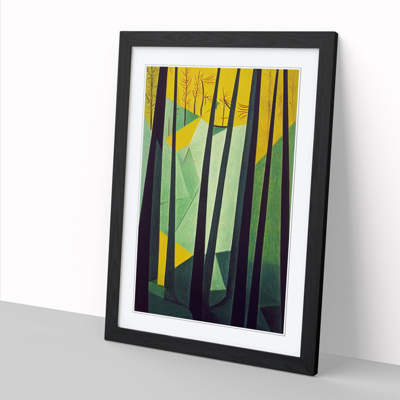 Spring Forest Abstract Vol.4 - Single Picture Frame Print, Black, 64cm H x 46cm W x 2cm D