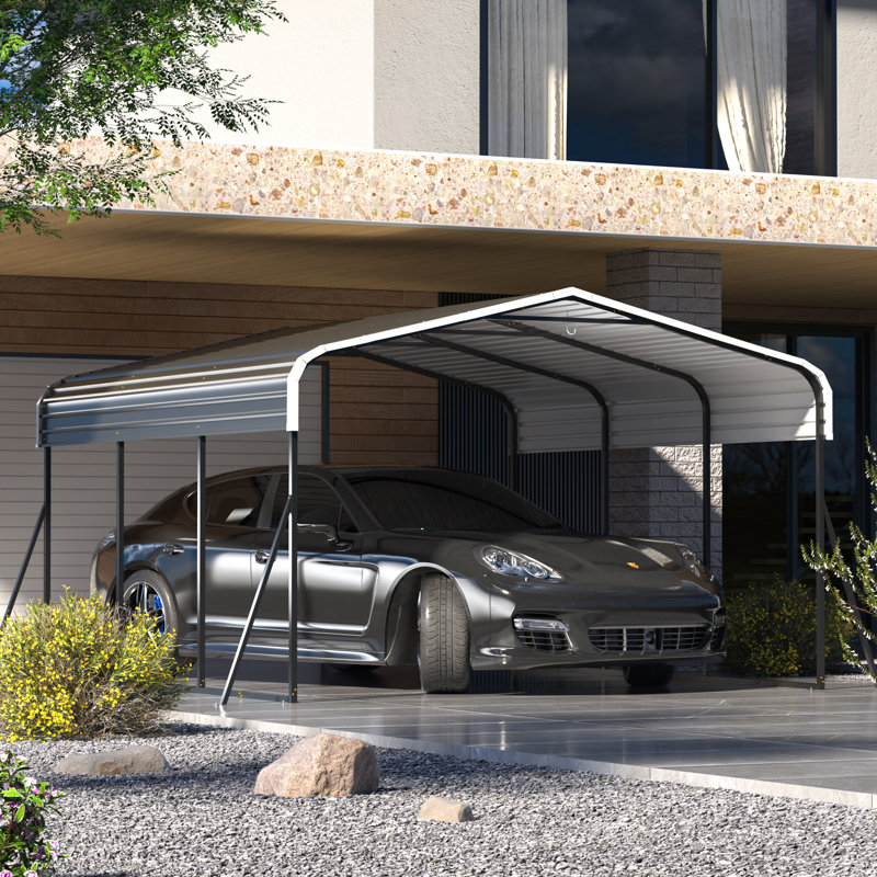 10 Ft. W x 15 Ft. D Heavy Duty Carport With Galvanized Steel Roof And Additional Support