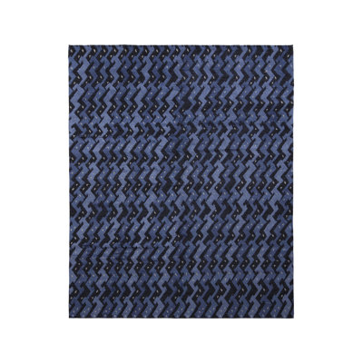 Rug & Kilim's Scandinavian Style Rug In Blue And Black Geometric Pattern