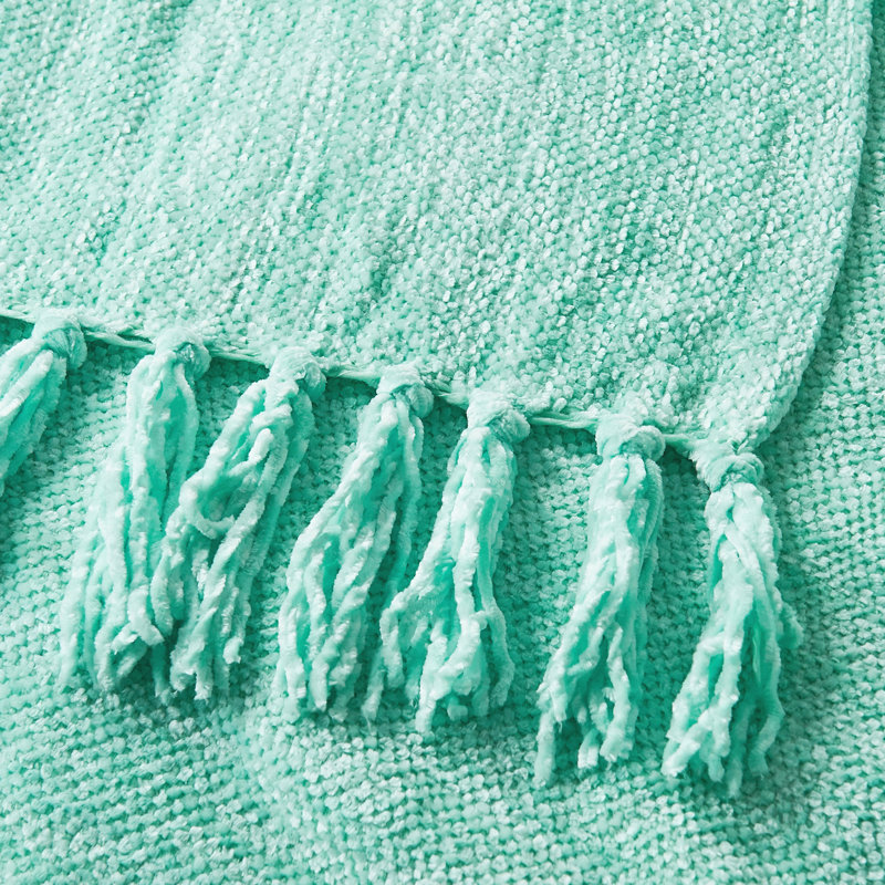 Crystal Chenille Knitted Throw Blanket, Island Paradise, 60" L x 50" W