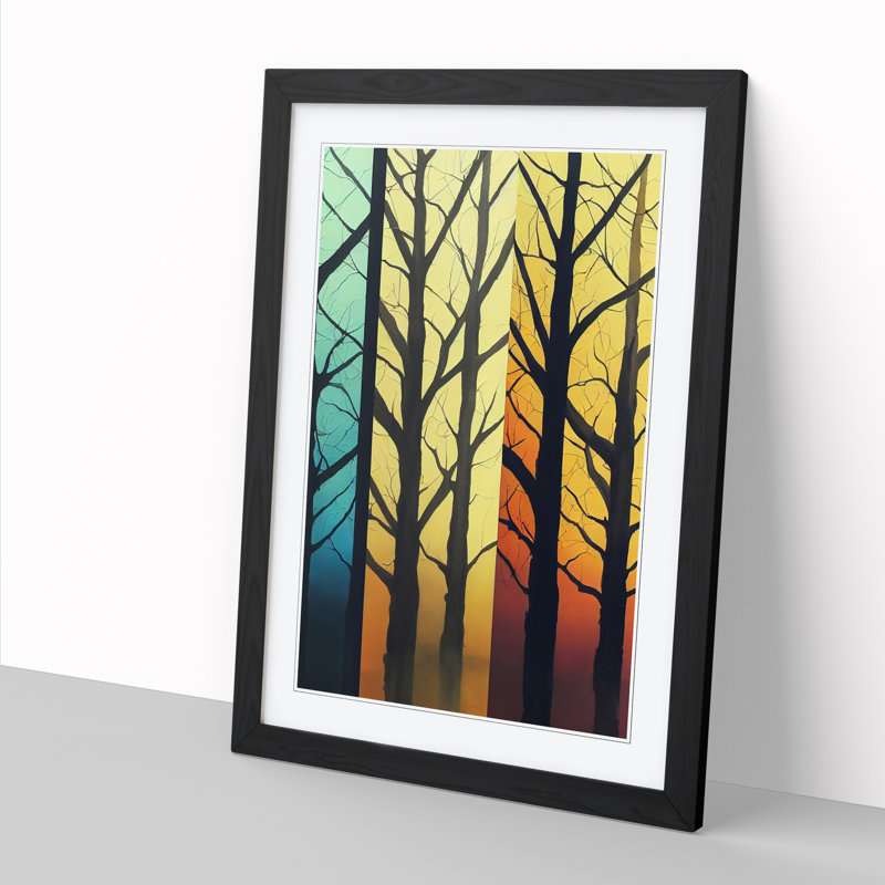 Tree Abstract In Colour Vol.3 - Single Picture Frame Print, Black, 64cm H x 46cm W x 2cm D