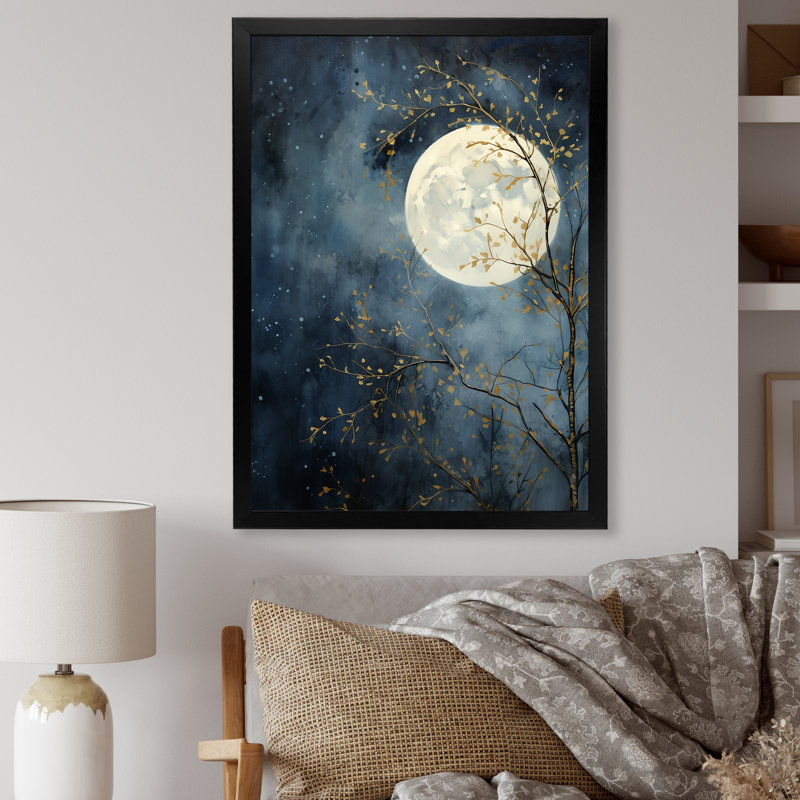 Magical Forest Moons Melody III sur toile, Cadre simple noir, H 32 po x l 16 po x P 1 po