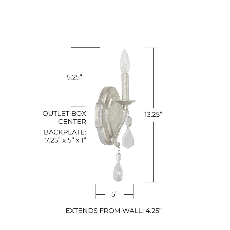 Alistaire Candle Wall Light, Antique Silver