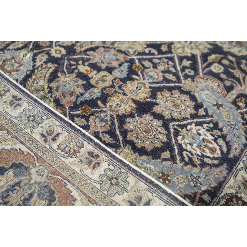 Tapis noir et rouille de haute qualité noué à la main