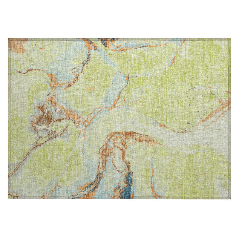 Machine Washable Indoor/Outdoor Chayden ACN1005 Aloe Rug, Rectangle 1'8" x 2'6"