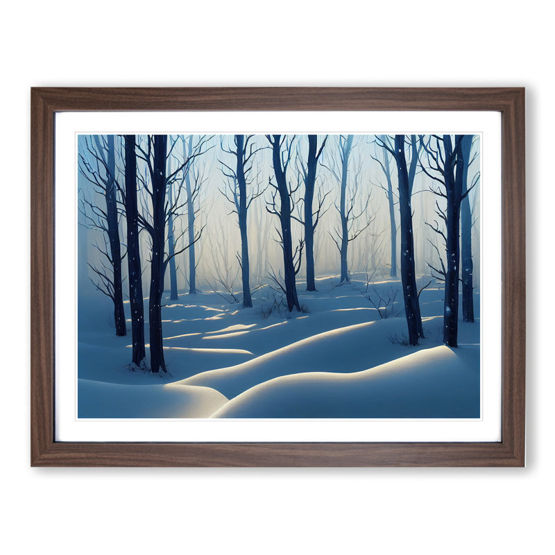 XH1022-10198X Winter Forest Vol.5 - Single Picture Frame Print, Walnut, 46cm H x 64cm W x 2cm D