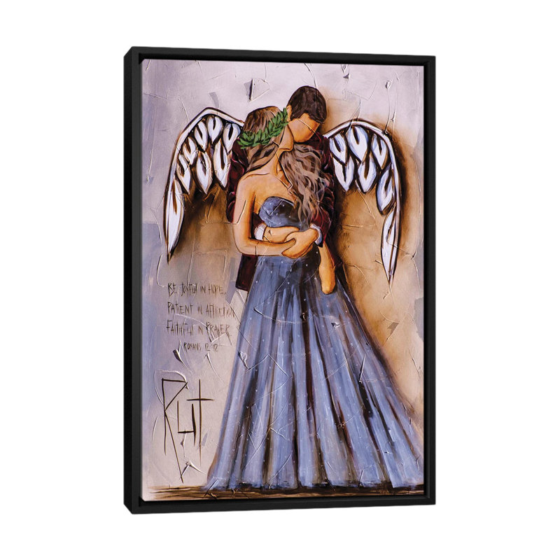 «Be Joyful in Hope» par Rut Art Creations - impression d'art graphique, H 26 po x l 18 po x 1,5 po, Toile avec cadre noir