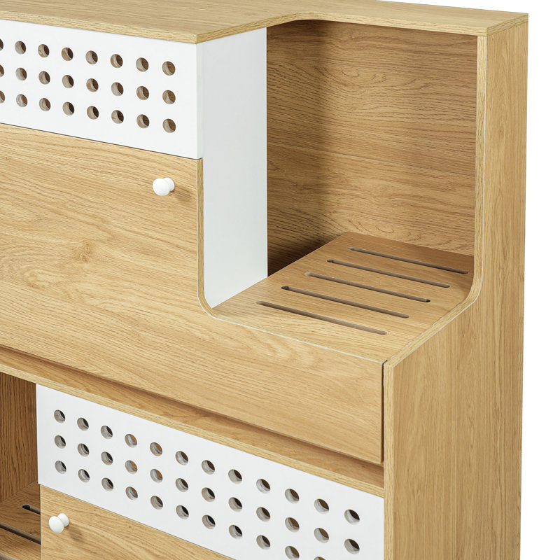 Enceinte de litière pour chat 2 en 1 et table d'appoint avec rangement pour petits et moyens chats - Finition | Idée de cadeau