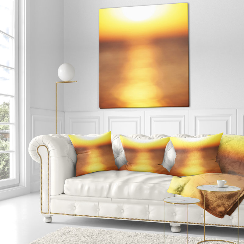 Coussin imprimé abstrait jaune, 18 po x 18 po, Coussin décoratif