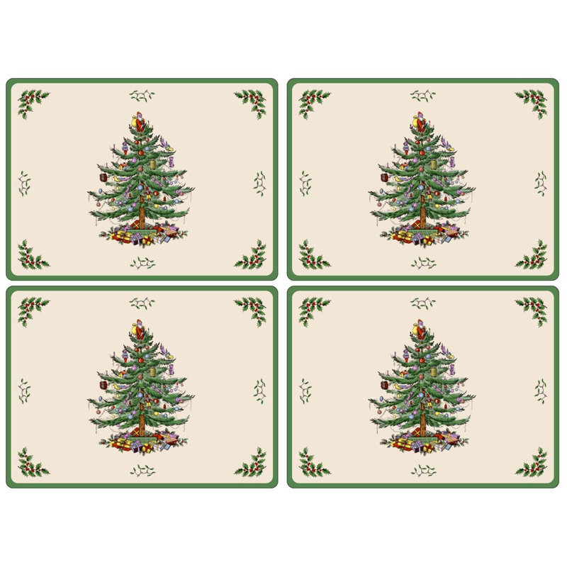 Christmas Tree 4 Piece Cork Placemat Set