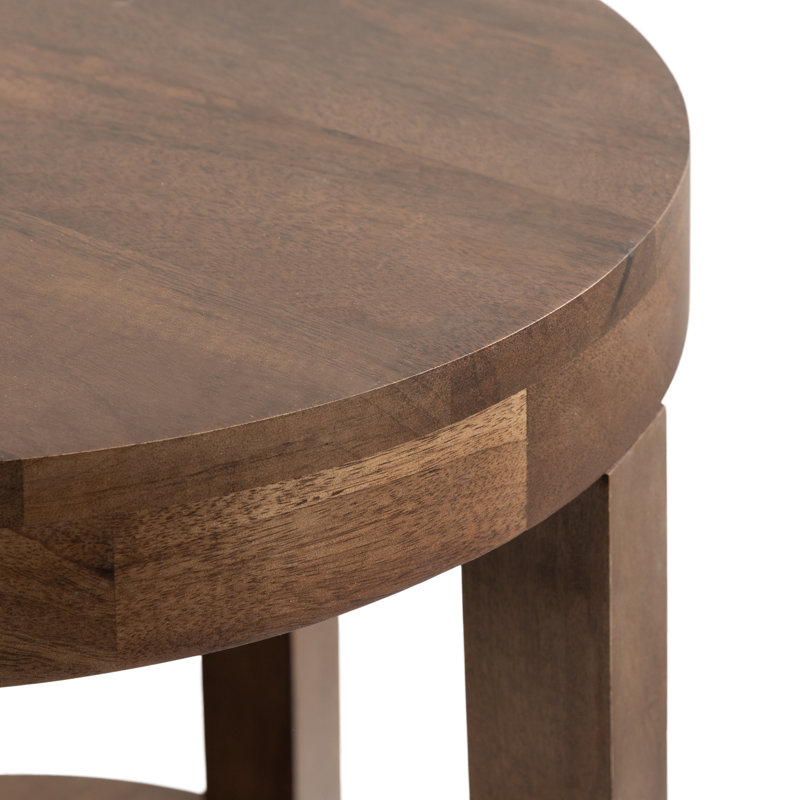 Solid Wood End Table, Dark Brown Wood