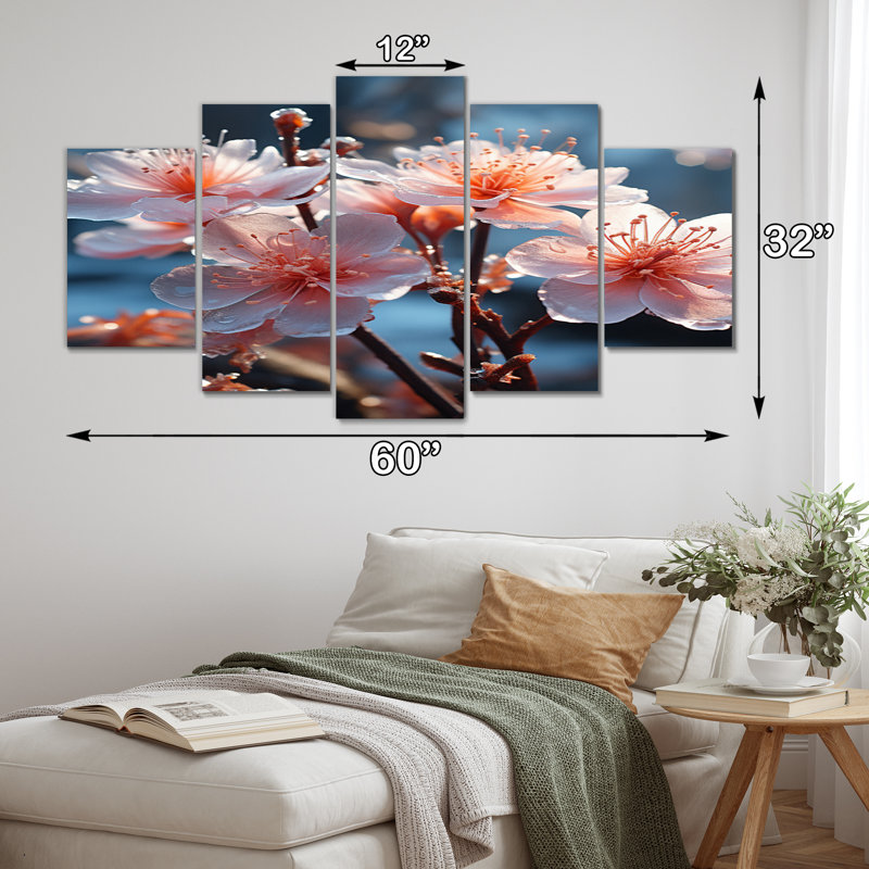 «Winter Landscape Frozen Blossoms I», reproduction sur toile de paysage d'hiver - 5 panneaux