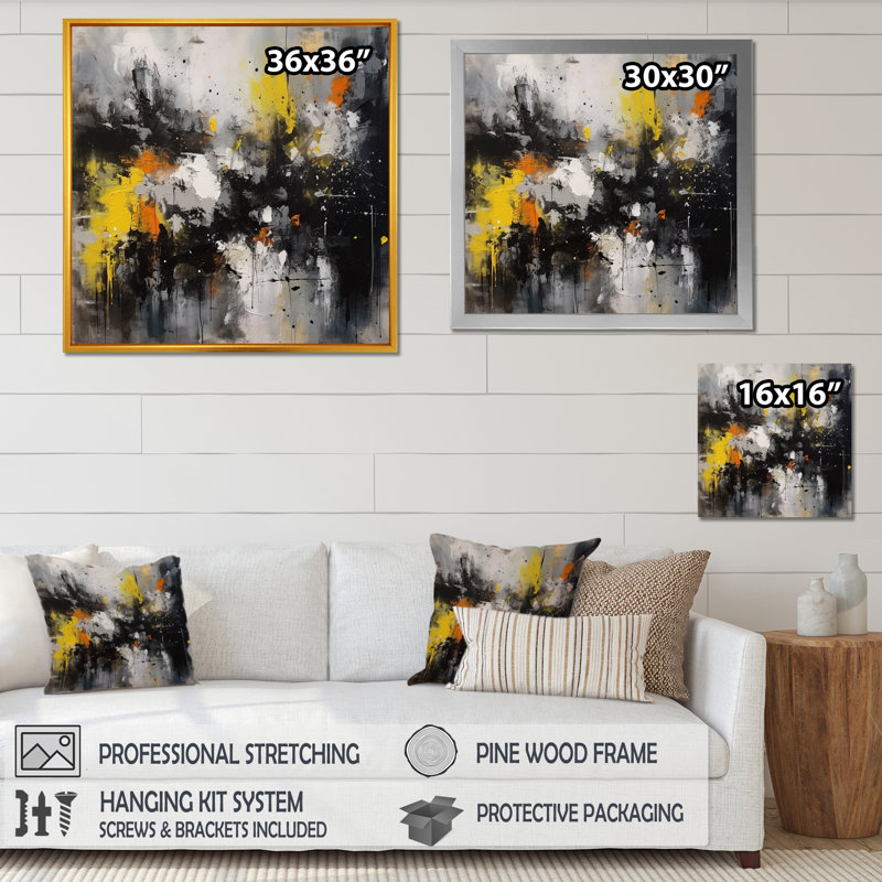 Encre liquide sur toile Vanita, Cadre photo noir, H 16 po x l 16 po x P 1 po