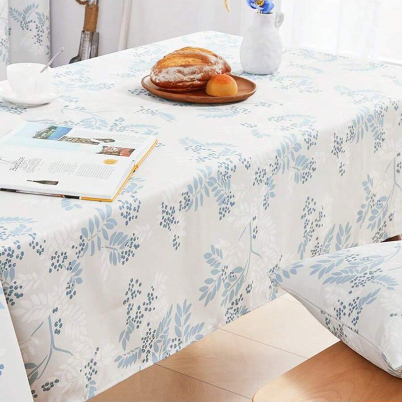 Bouguet Patterned Tablecloth, 1 PCS, 54" x 72", Light Greyish Blue
