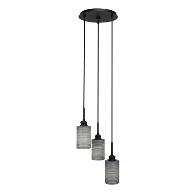 Aquashicola 3 Light Cluster Pendalier Shown In Espresso Finish With 4" Matrix Glass