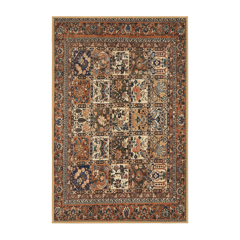 Tapis traditionnel brun / beige, Rectangulaire 7 pi x 10 pi