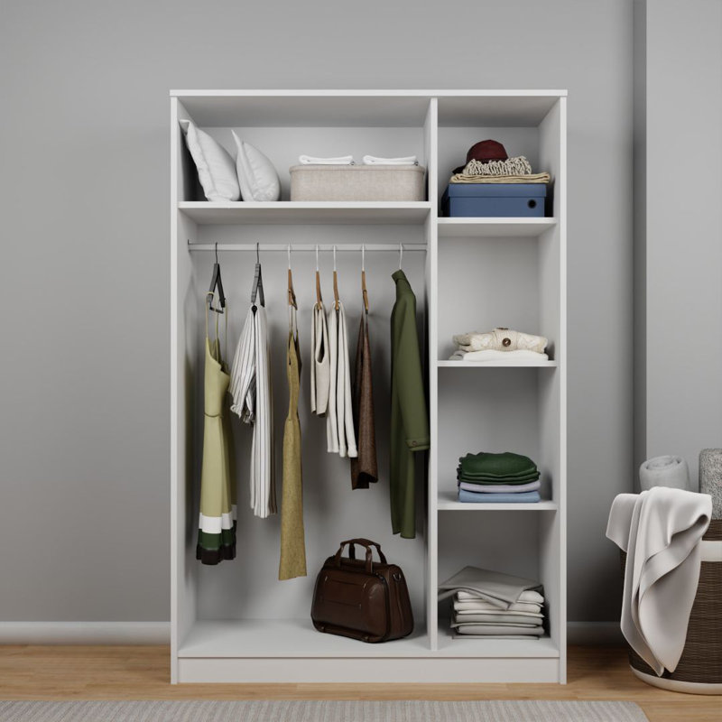 Armoire moderne blanche avec nombreuses tablettes, 47,2 po x 70,9 po x 20,4 po | 100% panneau de particules enduit de mélamine, épaisseur: 0,7 pouce | Design scandinave mural pour des solutions de rangement élégantes