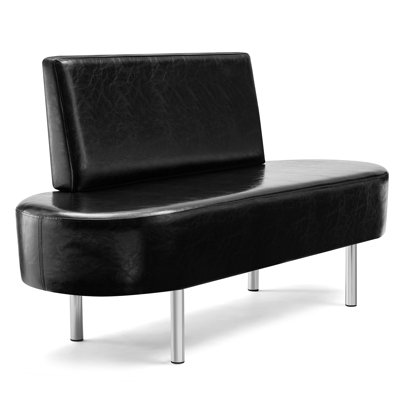 Meshal Faux Leather Office Bench